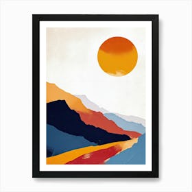 Sunset In The Mountains, Minimalism 1 Art Print