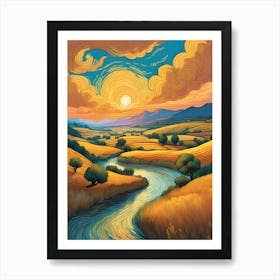 Sunset In The Field 6 Art Print