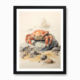 Storybook Animal Watercolour Crab 1 Art Print