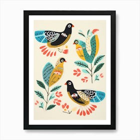 Folk Style Bird Painting Pheasant 3 Art Print