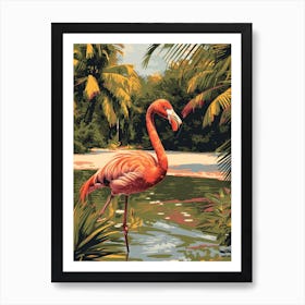 Greater Flamingo Camargue Provence France Tropical Illustration 5 Art Print