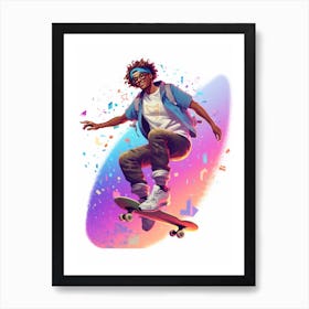 Skateboarding In Montreal, Canada Gradient Illustration 2 Art Print