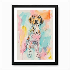 German Wirehaired Pointer Pastel Line Watercolour Illustration  3 Art Print