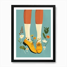 Yellow And Pink Flower Shoes 3 Art Print