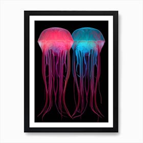 Moon Jellyfish Neon Illustration 1 Art Print