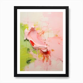 Pink And Green Abstract Raw Painting 1 Art Print