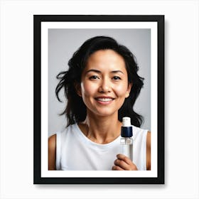 Asian Woman Holding A Bottle Of Water Art Print