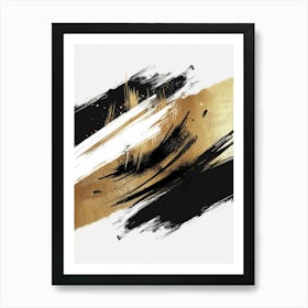 Gold And Black Brush Strokes 24 Art Print