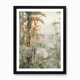 Vintage Jungle Botanical Illustration Heliconia 4 Art Print