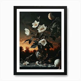 Baroque Floral Still Life Moonflower 3 Art Print