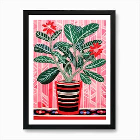 Pink And Red Plant Illustration Zz Plant Zamicro 3 Art Print