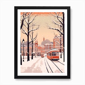 Vintage Winter Travel Illustration Newcastle United Kingdom 2 Art Print