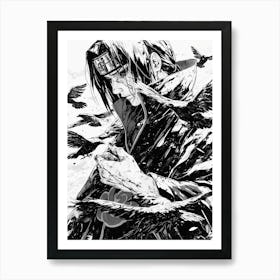 Uchiha Itachi Black And White Art Print