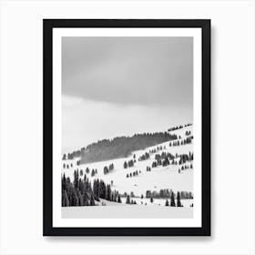 Le Grand Bornand, France Black And White Skiing Poster Art Print