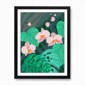 Orchids In The Jungle 1 Art Print