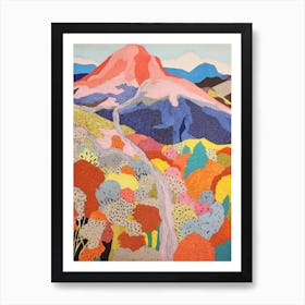 Mount Vesuvius Italy 3 Colourful Mountain Illustration Art Print