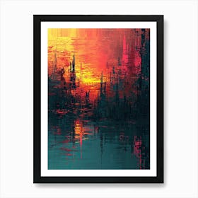 Abstract Sunset | Pixel Minimalism Art Series 3 Art Print