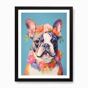 Bulldog Portrait With A Flower Crown, Matisse Painting Style 4 Art Print