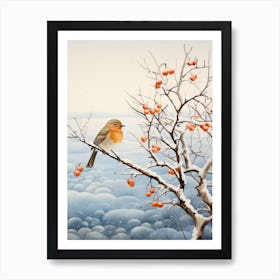 Winter Bird Painting European Robin 3 Art Print
