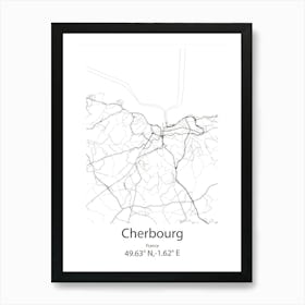 Cherbourg,France Minimalist Map Art Print