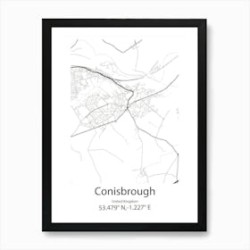 Conisbrough,United Kingdom Minimalist Map Art Print