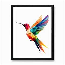 Colourful Geometric Bird Hummingbird 1 Art Print