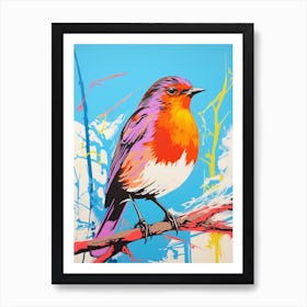 Andy Warhol Style Bird European Robin 2 Art Print
