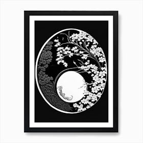 Minimal Yin and Yang 3 Linocut Art Print