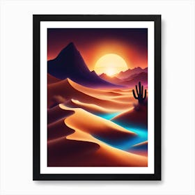 Sunset In The Desert 2 Art Print