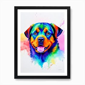 Rottweiler Rainbow Oil Painting Dog Art Print
