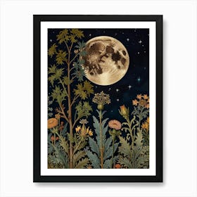 Moonlight In The Meadow Style William Morris 2 Art Print