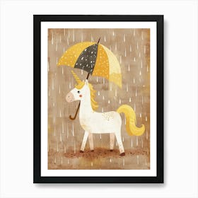 Unicorn Under An Umbrella Muted Pastels 1 Art Print