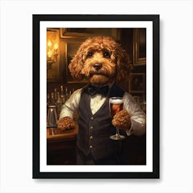 Cockapoo Having A Drink At The Bar Art Print