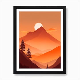 Misty Mountains Vertical Composition In Orange Tone 320 Art Print