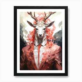 Deer In A Suit 1 Art Print