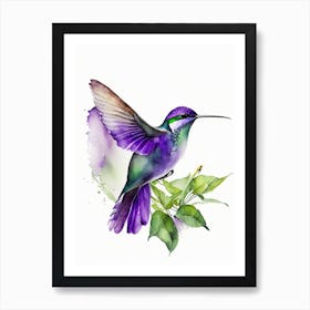 Violet Crowned Hummingbird Cute Neon Art Print