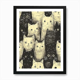 Perfectly Repeatable Artwork With Cute Cat Faces 46 Art Print