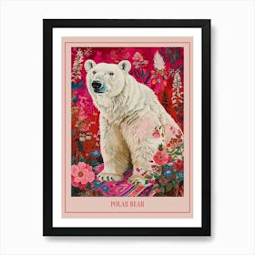 Floral Animal Painting Polar Bear 3 Poster Art Print