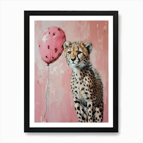 Cute Cheetah 2 With Balloon Art Print