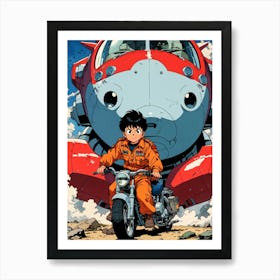 Anime Boy On A Motorcycle Art Print