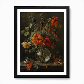 Baroque Floral Still Life Aconitum 1 Art Print