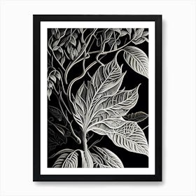 Osage Orange Leaf Linocut 3 Art Print