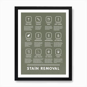 Sage Boho Laundry Stain Removal Instruction Stylish Jpg Art Print