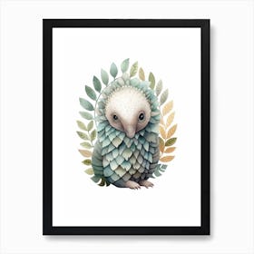 Watercolour Jungle Animal Baby Pangolin 2 Art Print