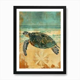 Wallpaper Style Sea Turtle 4 Art Print