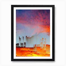 Abstract Glitch Sunset Painting 8 Art Print