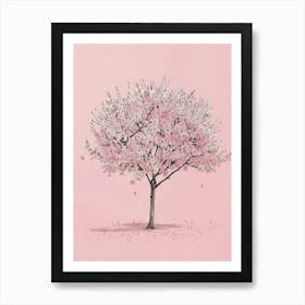 Cherry Tree Minimalistic Drawing 4 Art Print
