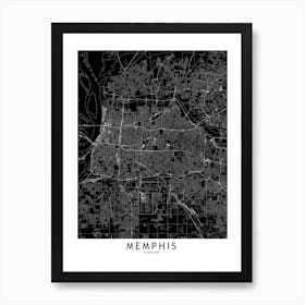 Memphis Black And White Map Art Print