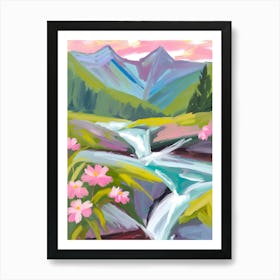 Pink Flowers In The Mountains 7 Art Print