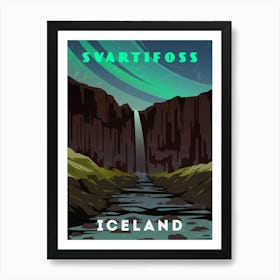 Svartifoss, Iceland — Retro travel minimalist poster Art Print